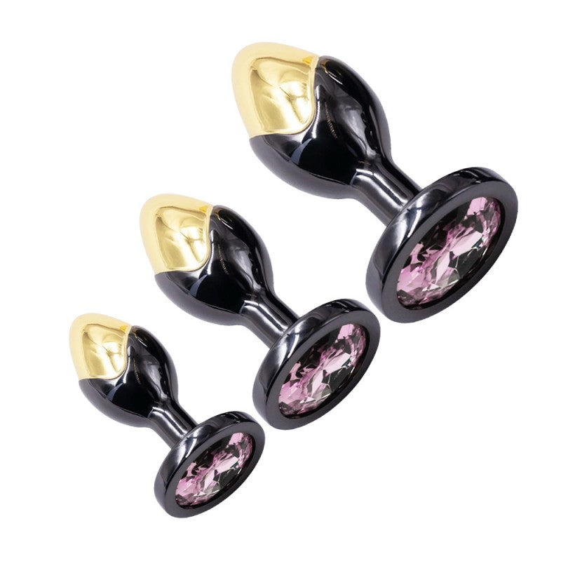Two tone metal jeweled butt plug kit